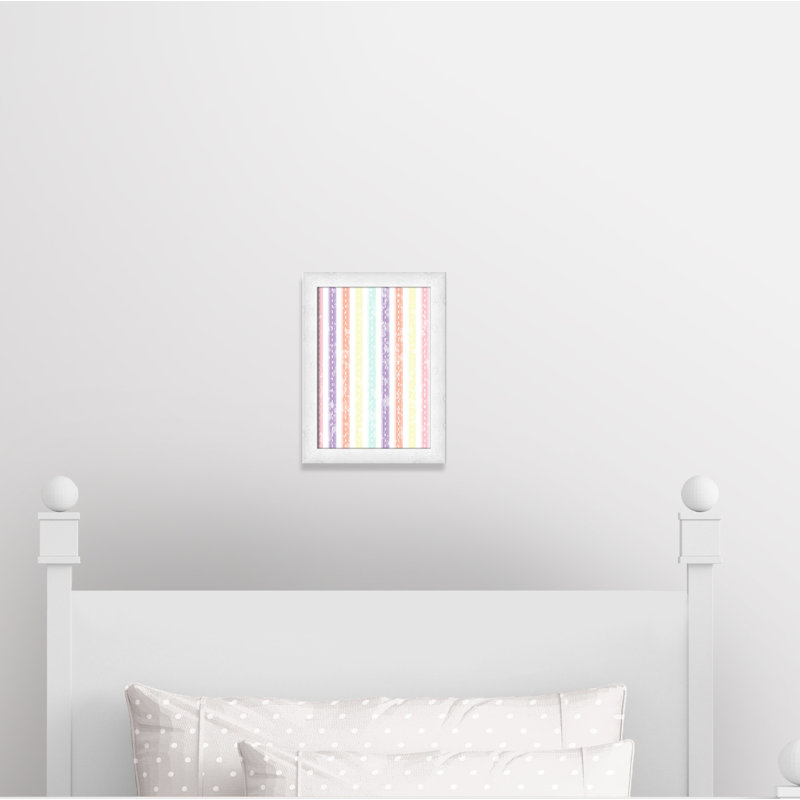 Adhésif décoratif Whimsical Stripe, H 16 po x l 12 po x P 0,625 po, Encadré plat à grain de bois blanc