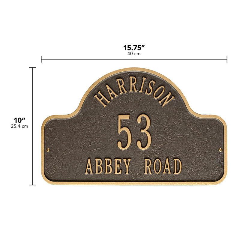 Plaque d'adresse murale sur 3 lignes Lexy, Bronze/Doré, Oui