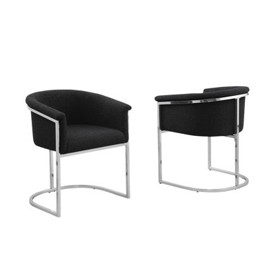 Boucle Fabric Side Chairs with Base