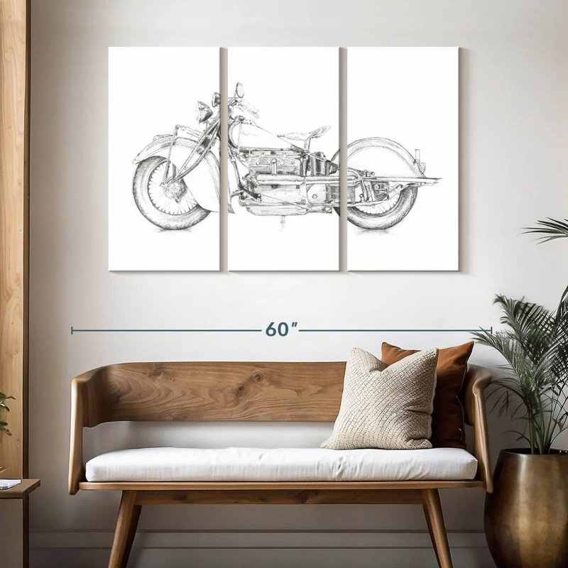 Croquis de moto Mehar II, H 32 po x l 50 po