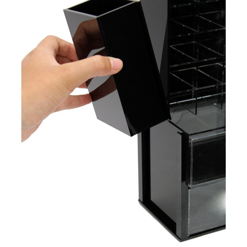 Acrylic 40 Compartment Makeup Organizer, Black