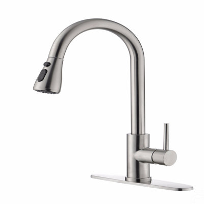 Single Handle High Arc  Pull Out Kitchen Faucet,Single Level Stainless Steel Kitchen Sink Faucets With Pull Down Sprayer