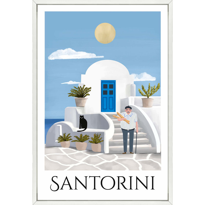 Santorini Travel Poster - Framed, Medium