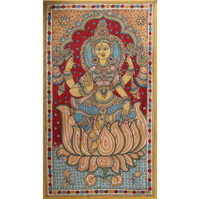 Devi Lakshmi Seated On Lotus | Kalamkari Painting On Cotton
