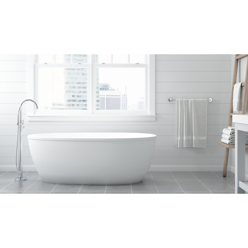 Signature® 67" x 32" Acrylic Freestanding Soaking Bath with Round Tub Filler, Chrome