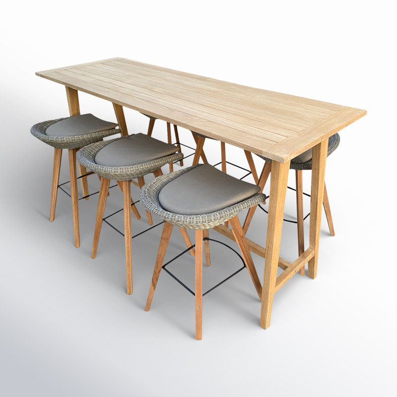 Ensemble de bar Leandra avec matériau extérieur en bois massif