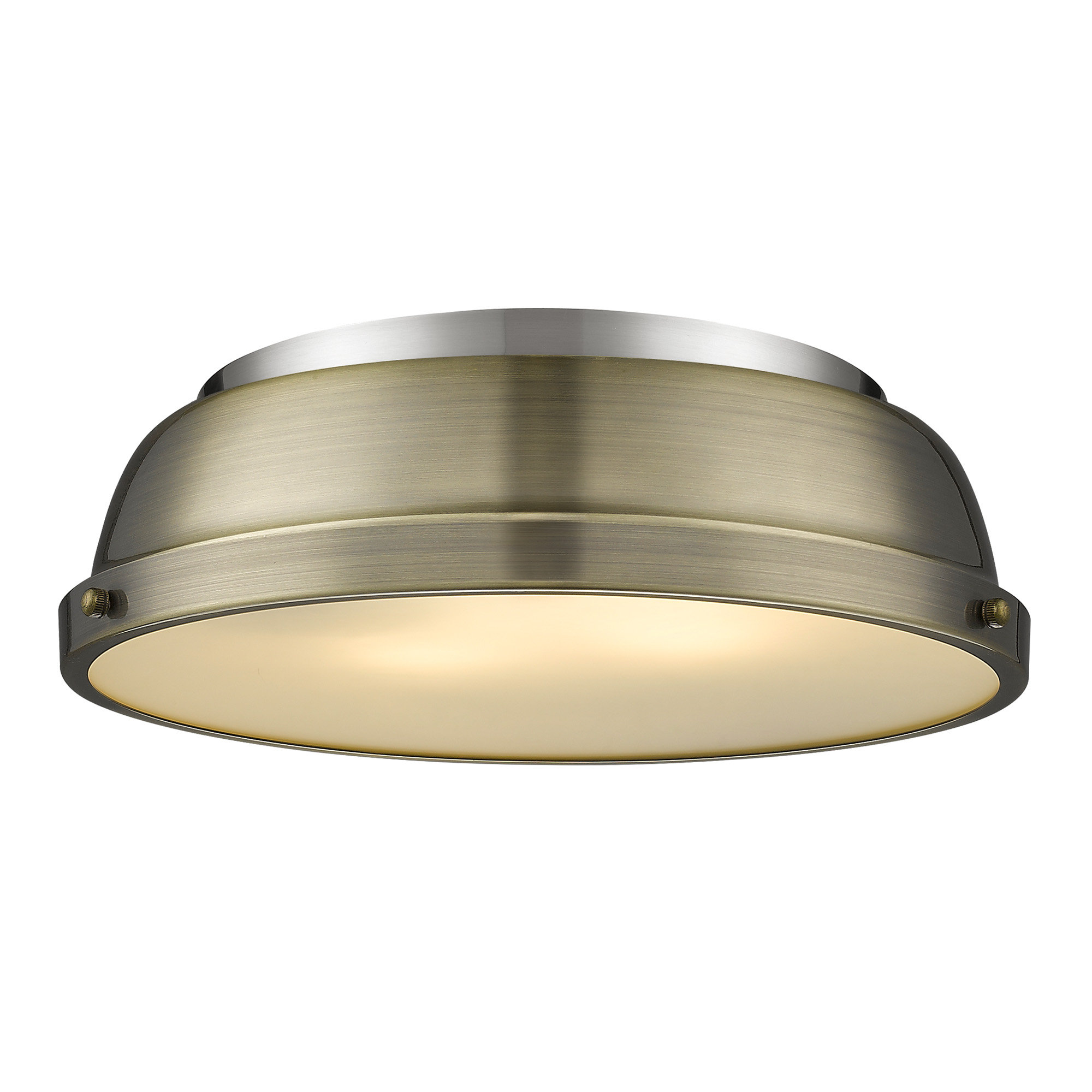 Calico 2 Light Steel Flush Mount, Aged Brass, Pewter