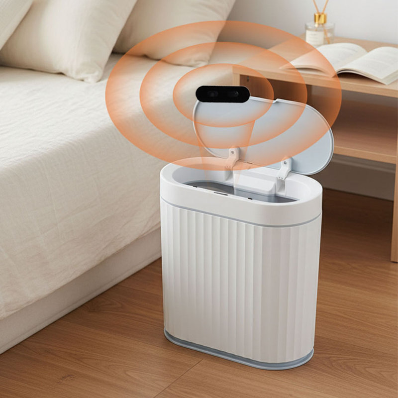 Plastic Motion Sensor Waste Bin, Grey, 9L