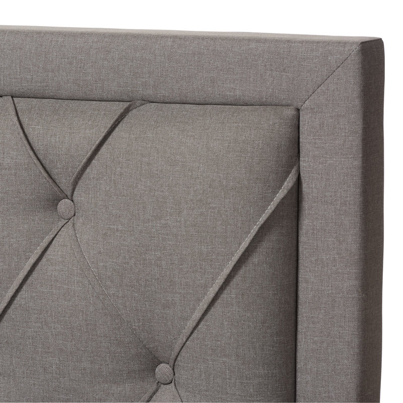 Gray Queen Upholstered Platform Storage Bed with Tufted Headboard
