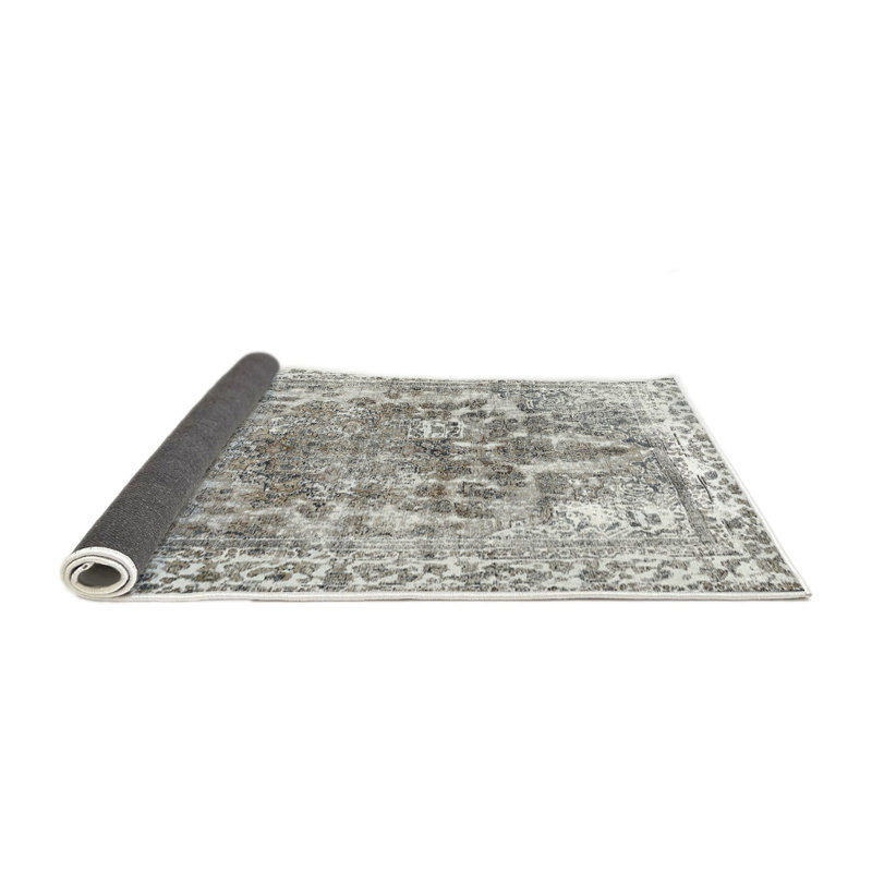 Tapis contemporain gris clair / ivoire Decastro, Rond 8 pi