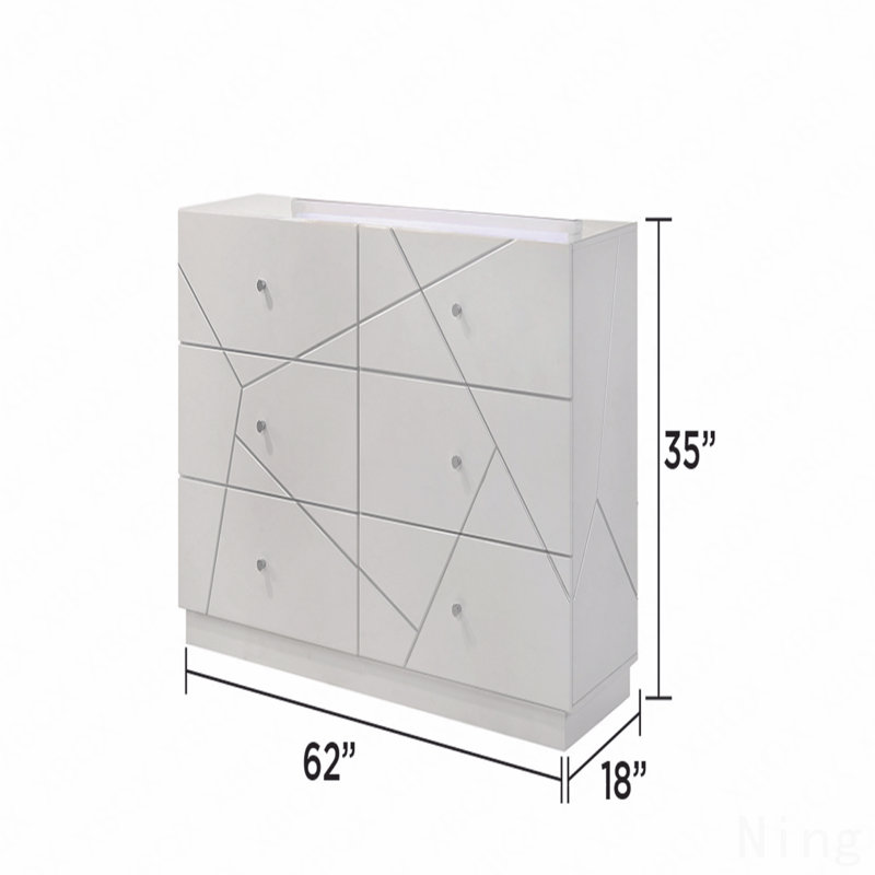 Commode - Design géométrique avec finition laquée et tiroirs doublés de velours rouge