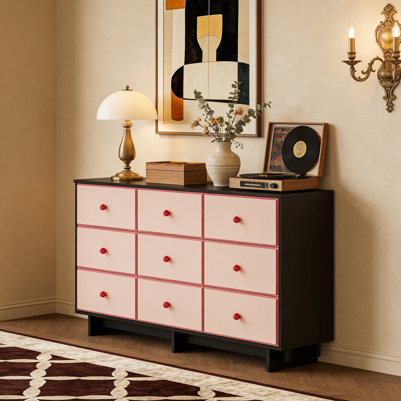 Buffet style rétro français, Noir / Rose