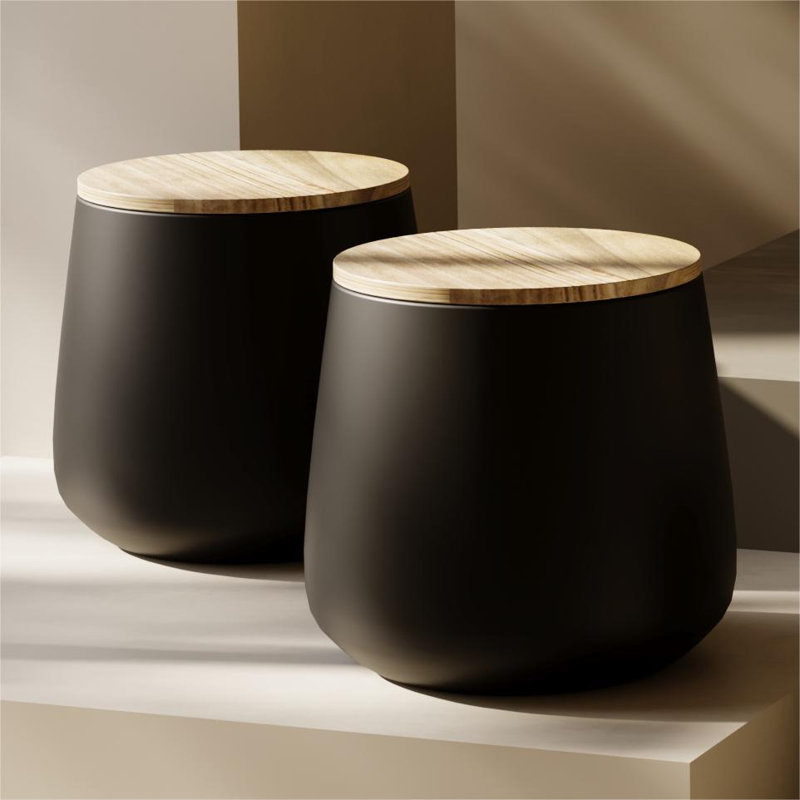 Table d'appoint d'extérieur avec rangement, Noir, noir, noir, noir