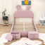 Lit plateforme tapissier avec DEL et 2 tabourets de rangement-888839848-888839854