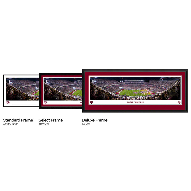 Texas A&M Football Panoramic Posters & Framed Prints, Black Framed, No Mat, 13.75" H x 40.75" W x 0.875" D