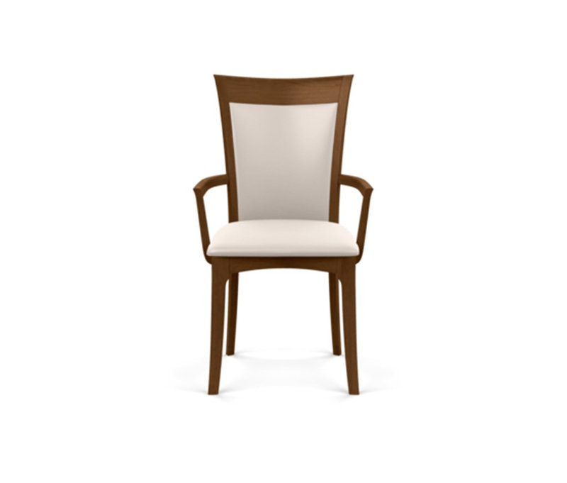 Morgan Upholstered Arm Chair, White, Saddle Cherry