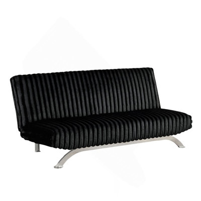 Canapé-lit de style contemporain avec pieds en métal au fini chromé convertis en pieds avec pieds cachés au fini noir