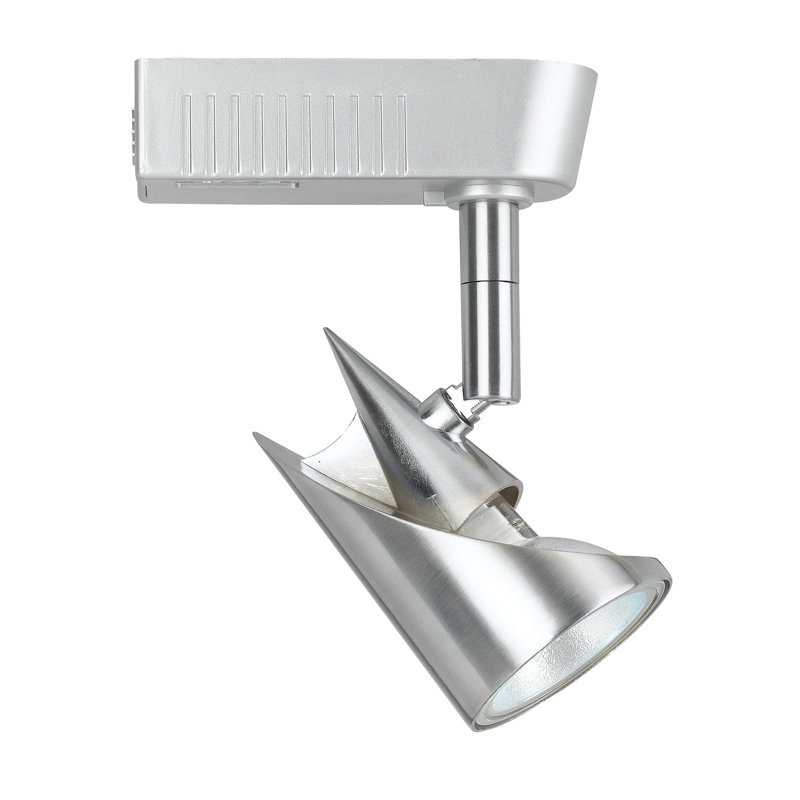 Projecteur sur rail Cal Lighting MR16 12 V 50 W, finition acier brossé, hauteur 11,4 cm (4,5 po).