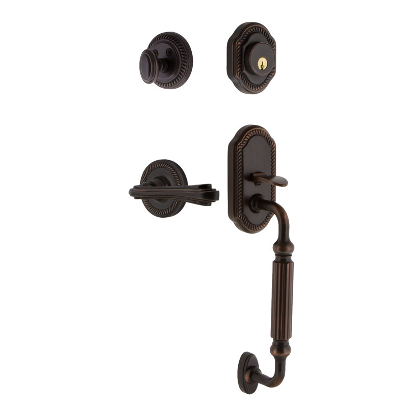 Ensemble de poignée Nostalgic Warehouse Rosette F Grip avec pêne dormant cylindrique simple et levier Fleur, 2-3/8 po, Droite