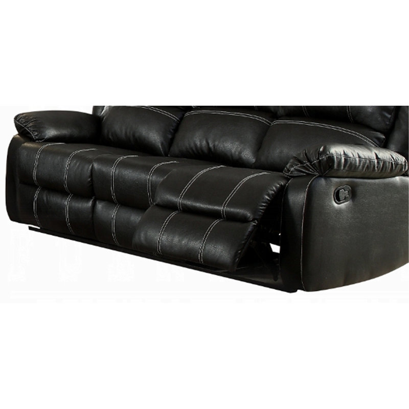Canapé inclinable en cuir synthétique Zuriel, Noir
