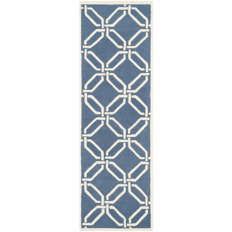 Deedgra Hand Tufted Wool Geometric Rug, Runner 2'6" x 8'