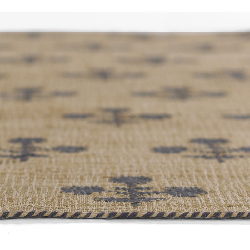Handmade Blue Wool Rectangular Area Rug, 3'6" x 5'6"