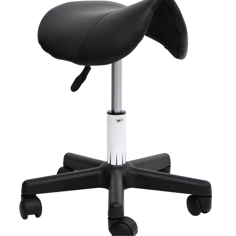Tabouret à roulettes avec design ergonomique, hauteur réglable, similicuir pour des expériences confortables Spas, salons, massages, bureaux, tabouret noir, spa, salon, massage, bureau