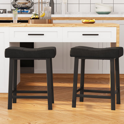 Upholstered Counter Stool with Metal Frame