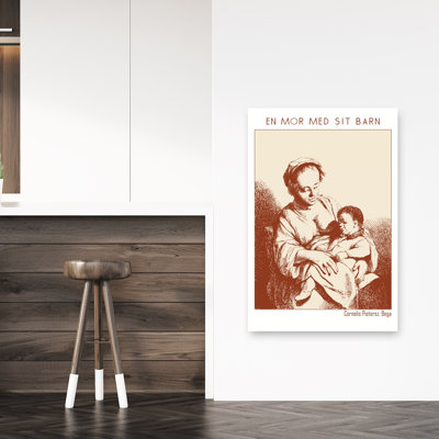 Loving Mother And Child Classic Traditional Vintage Portrait Wall Art Print 1 Piece Wrapped Canvas Wall Art