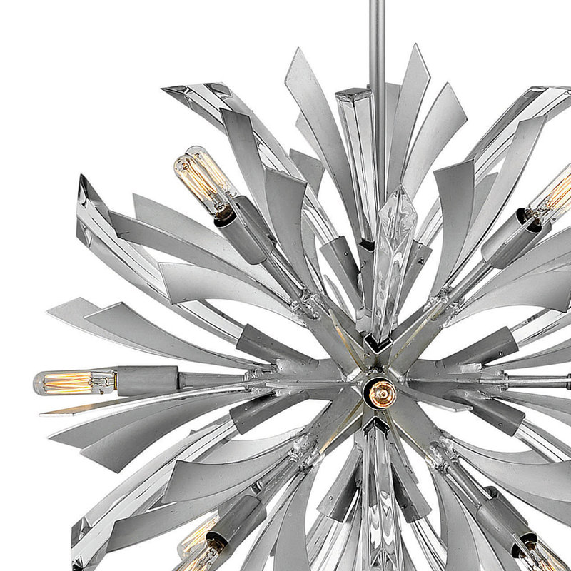 Lustre suspendu en orbe moderne à treize lumières de 22 po Vida avec détails en cristal