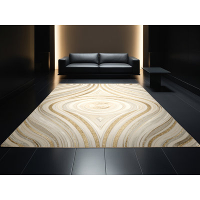 Tapis abstrait moderne et contemporain lavable à la machine Wyndmoor New Years