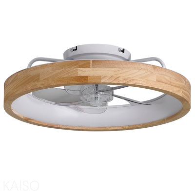 20 Inchs Low Profile Ceiling Fans With Lights And Remote Flush Mount Wooden Ceiling Fan And Light,3000-6000k Dimmable Led Fan Lighting Timing 6 Speeds Reversible Small Fans Light For Bedroom