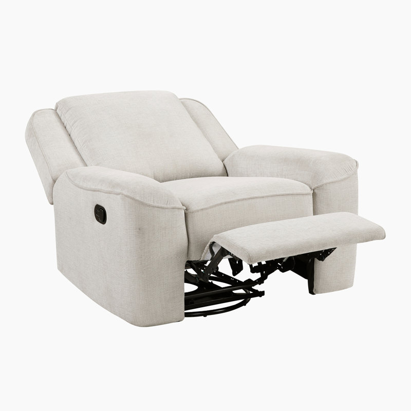 Lashanda 40" Modern & Contemporary Chenille Swivel Reclining Chair with Smooth Swivel Motion & Tab Pull Reclining, White