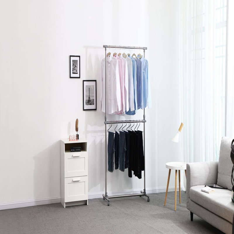 166 cm Adjustable Rolling Clothes Rack, Grey
