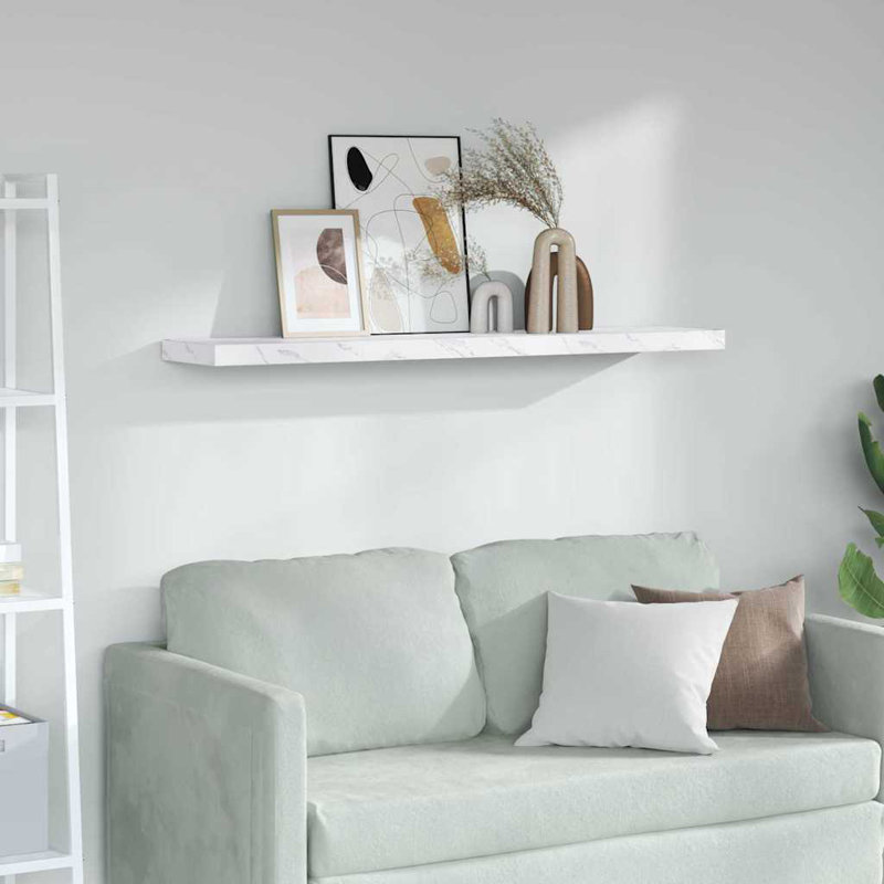 Floating Shelf, 4cm H x 120cm W x 23.5cm D, White Marble