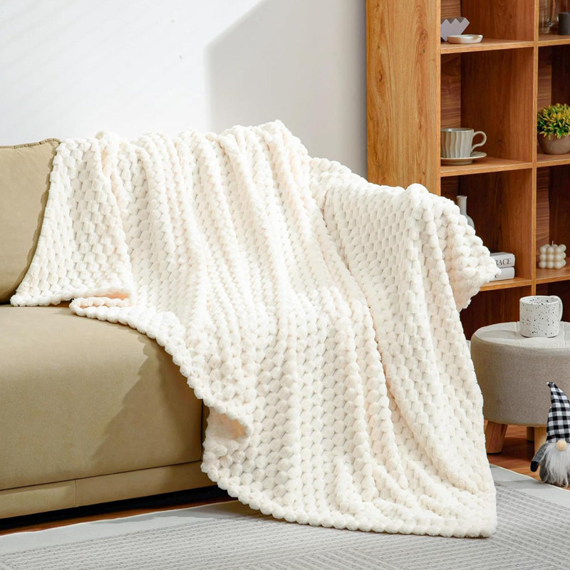 Knitted Throw Blanket, White