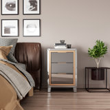 Schlueter Night Table Mirrored 3 Drawers, Dresser, Chest, Accent Table Fully Assembled