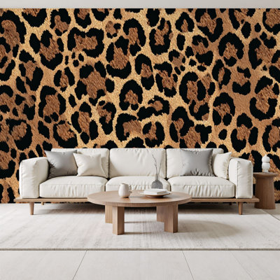 Peel and Stick Wallpaper leopard classic print skin wild cat Fashion Wall Murals 69"H x 96"W Removable PVC Wall Paper Self-Adhesive Wall Paintings Art Decor for Bedroom Living Room