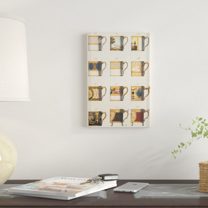 « tasses ii », impression sur toile, H 26 po x l 18 po x P 1,5 po, Pas de tapis, Toile tendue
