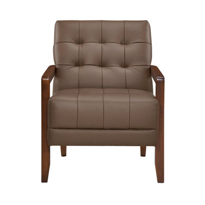 Modern Style Accent Chair Leather Upholstered Tufted Detail  Wood Furniture 1Pc