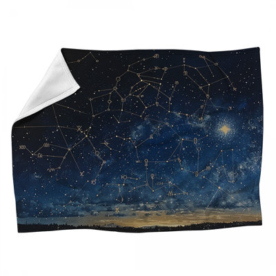 Constellations Astronomy Machine Printed Throw Blanket