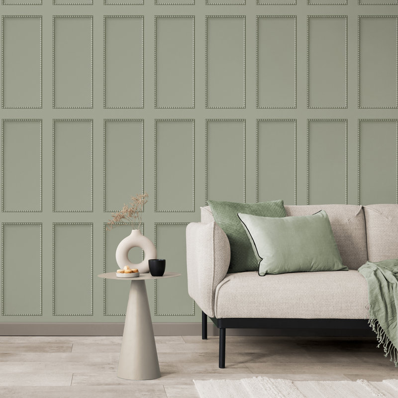 Beaded Panel Natural Wallpaper, Green