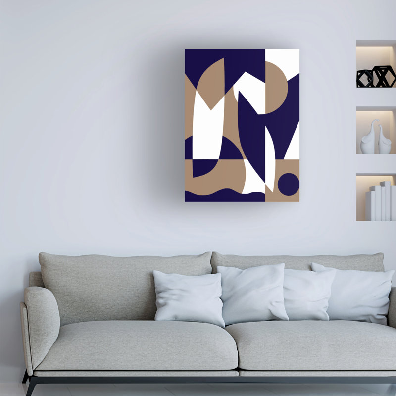 «Little Dean», art géométrique sur toile gris et bleu, H 18 po x l 24 po
