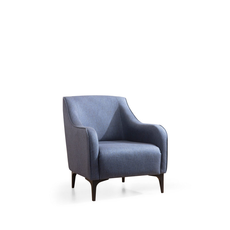 Élégant fauteuil à oreilles bleu de 37,0 po x 34,3 po x 30,3 po | Structure et panneau en bois de hêtre, tissu 100% polyester | Confort avec 2 coussins, coussins en mousse et en plumes de 8 cm | Idéal pour les décors hôteliers, industriels et scand