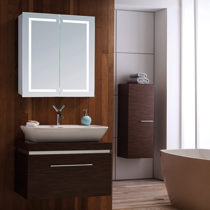 Seidel 650mm W 700mm H Surface Frameless Medicine Cabinet Mirror 2 Adjustable