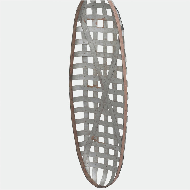 12.5" x 3" x 37.5" Metal Wall Art with Grid Pattern