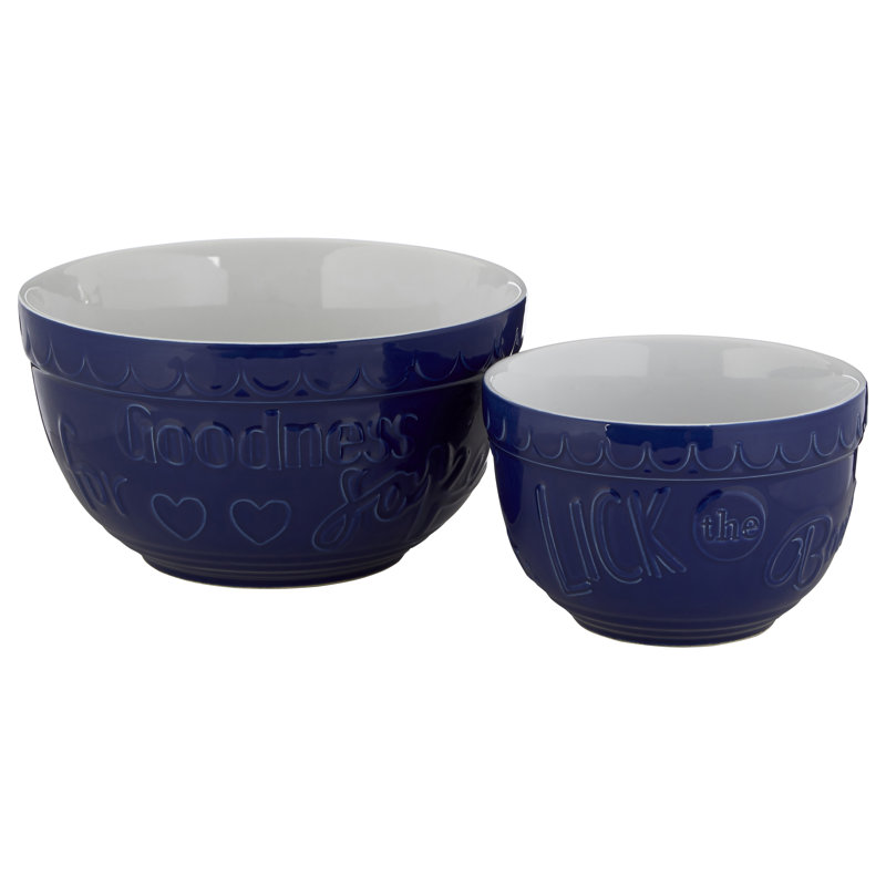 Gigi 2 Piece Stoneware Mixing Bowl Set, Blue