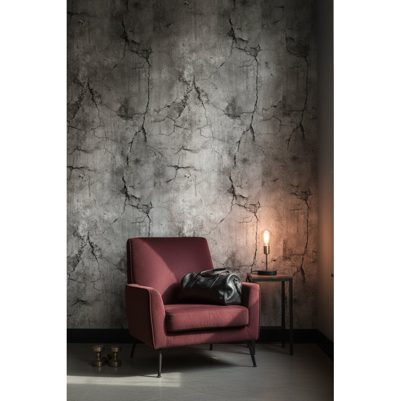 Concrete Texture Wallpaper Cracked Industrial Wall Decor
