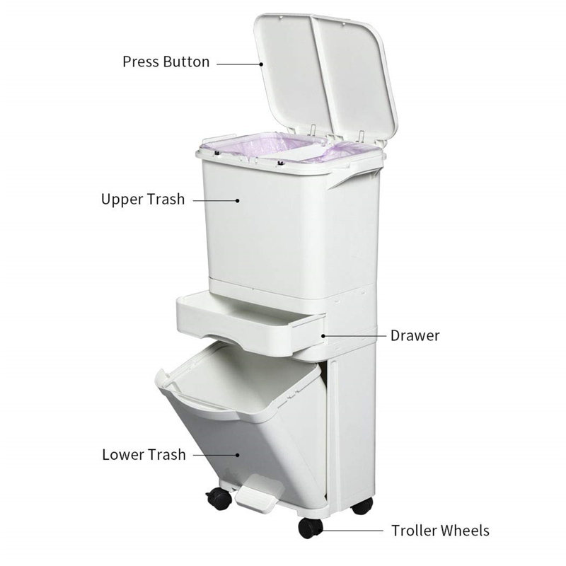 Plastic Step On Waste Bin - 30L
