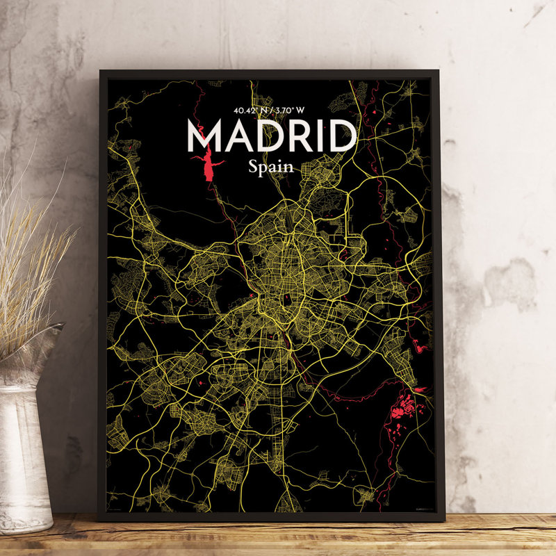 Madrid City Map - No Frame Print, 50.8cm H x 40.6cm W x 0.13cm D